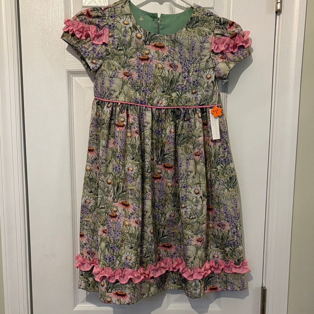 Floral Kids Dress with Pink Accents